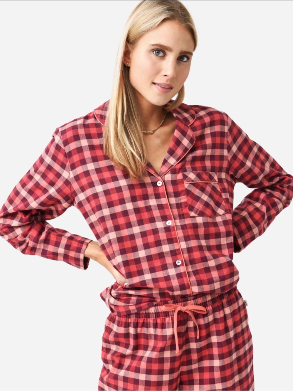 UGG Ophilia Plaid Pajama Set Womens Sz L  Cotton Flannel Check Loungewear NWOT
